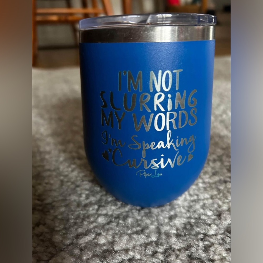 Travel wine mug, blue, new